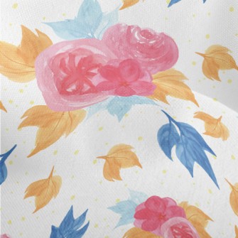 Smudged Flowers And Maple Leav Lightweight Performance Linen