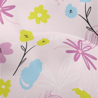 Cute Pink Flowers Lightweight Performance Linen