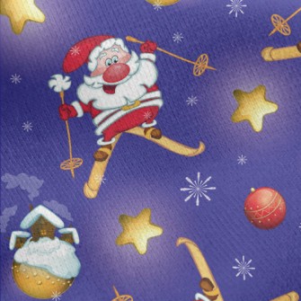 Santa Skiing Jersey Backed Fleece