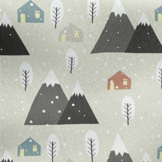 Romantic Snowy Hill Jersey Backed Fleece