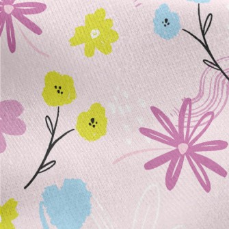 Cute Pink Flowers Jersey Backed Fleece
