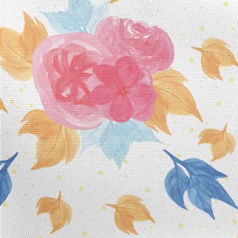 Smudged Flowers And Maple Leav Pongee