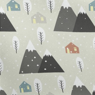 Romantic Snowy Hill Pongee