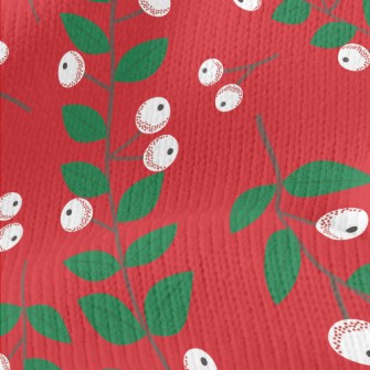 Plum Fruit Leaves Stretch Jersey