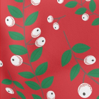 Plum Fruit Leaves Lightweight Cotton Poplin