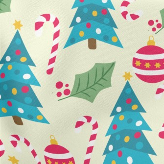 Candy Cane Christmas Tree Lightweight Cotton Poplin