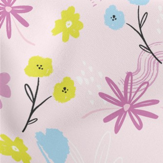 Cute Pink Flowers Lightweight Cotton Poplin