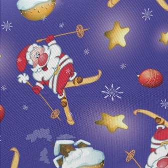 Santa Skiing Midweight Cotton Poplin