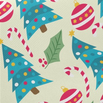 Candy Cane Christmas Tree Midweight Cotton Poplin
