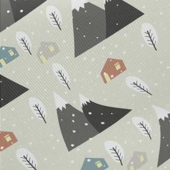 Romantic Snowy Hill Midweight Cotton Poplin