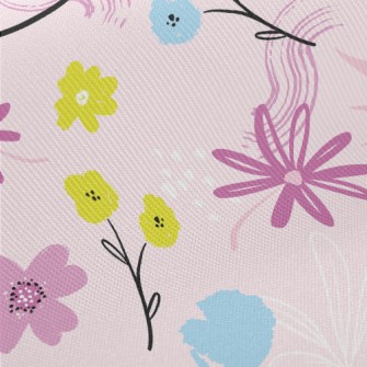 Cute Pink Flowers Midweight Cotton Poplin