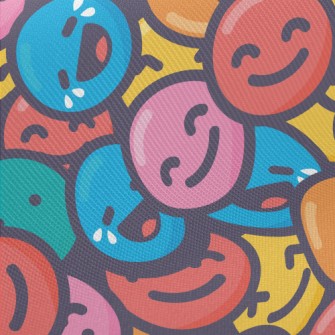 Stacked Emoticons Midweight Cotton Poplin