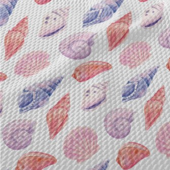 Watercolor Hand Painted Shells Birdseye Piqué