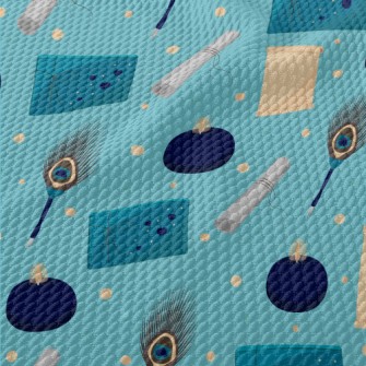 Peacock Feather Pen And Writin Birdseye Piqué