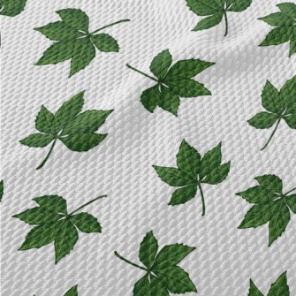 Cartoon Green Leaves Birdseye Piqué