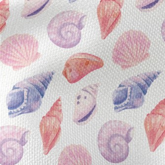 Watercolor Hand Painted Shells Waterproof Canvas