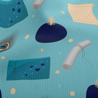 Peacock Feather Pen And Writin Athletic Mesh Flat Back