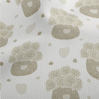 Beige Roses Athletic Mesh Flat Back