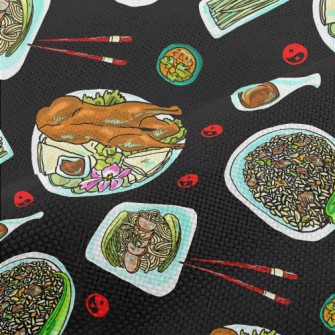 Chinese Cuisine Doodle Performance Linen