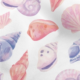 Watercolor Hand Painted Shells Micro Fleece