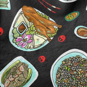 Chinese Cuisine Doodle Minky