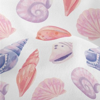 Watercolor Hand Painted Shells Lightweight Performance Linen