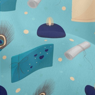 Peacock Feather Pen And Writin Lightweight Performance Linen