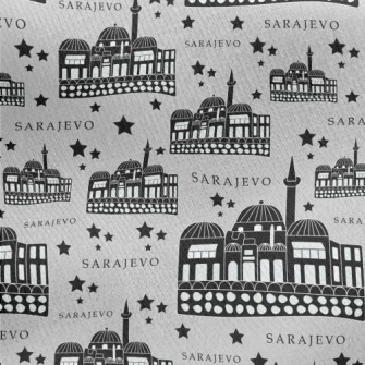 Sarajevo Street Scene Jersey Backed Fleece