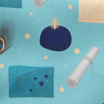 Peacock Feather Pen And Writin Jersey Backed Fleece