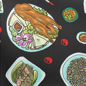 Chinese Cuisine Doodle Pongee