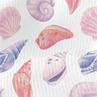Watercolor Hand Painted Shells Stretch Jersey