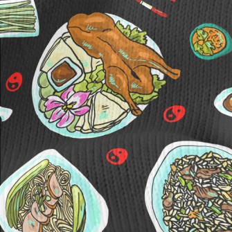 Chinese Cuisine Doodle Stretch Jersey