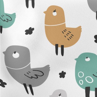Colorful White-eyed Bird Lightweight Cotton Poplin