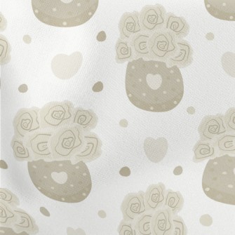 Beige Roses Lightweight Cotton Poplin