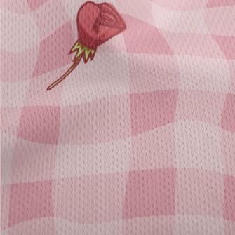 Cartoon Pink Rose Athletic Mesh Flat Back