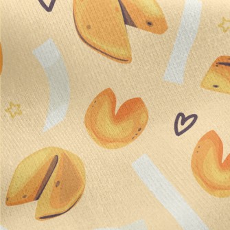 Hand Drawn Fortune Cookies Jersey Backed Fleece