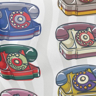 Retro Rotary Telephone Lightweight Cotton Poplin