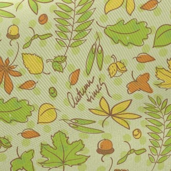 Autumn Green Leafy Nuts Twill