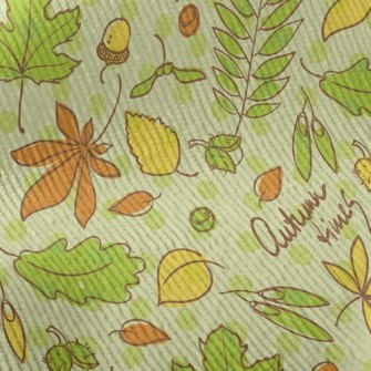 Autumn Green Leafy Nuts Standard Corduroy
