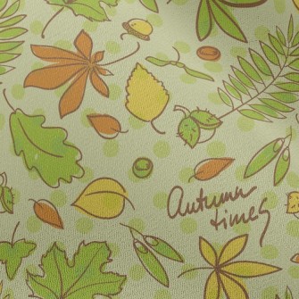 Autumn Green Leafy Nuts Chiffon