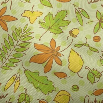 Autumn Green Leafy Nuts Dobby