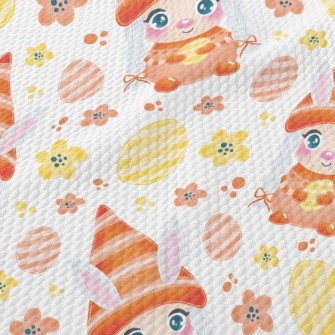 Easter Eggs And Rabbit Elf Birdseye Piqué