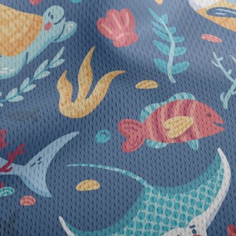 Lively Marine Life Athletic Mesh Flat Back