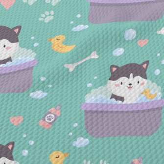 Puppy Who Loves Bathing Birdseye Piqué