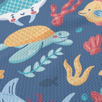Lively Marine Life Birdseye Piqué