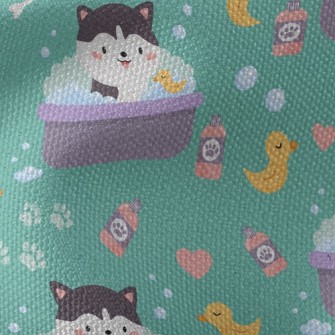 Puppy Who Loves Bathing Waterproof Canvas
