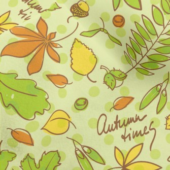 Autumn Green Leafy Nuts Micro Fleece
