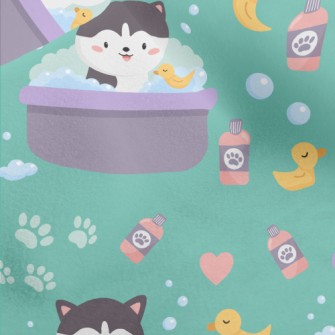 Puppy Who Loves Bathing Micro Fleece