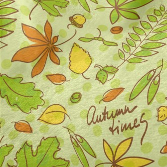 Autumn Green Leafy Nuts Minky