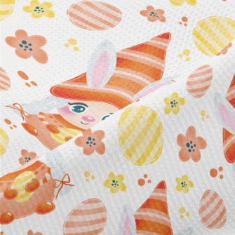 Easter Eggs And Rabbit Elf Piqué